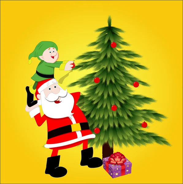 Σάντα διακόσμηση χριστουγεννιάτικο δέντρο — Διανυσματικό Αρχείο