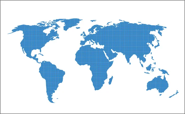 Mapa del mundo azul aislado sobre fondo blanco — Vector de stock