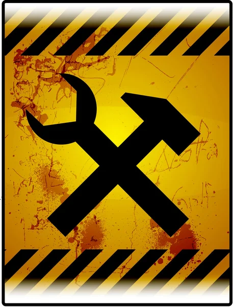 Grunge υπό κατασκευή πινακίδα — Διανυσματικό Αρχείο