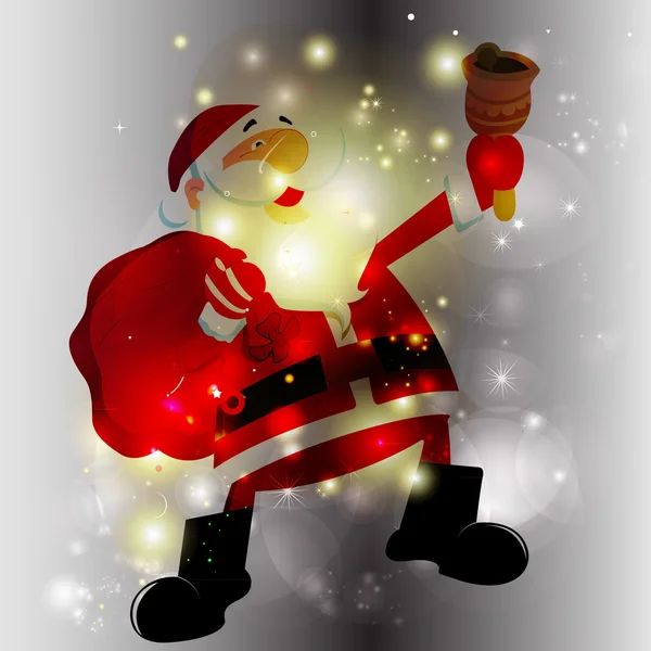 Santa in sparkle achtergrond — Stockvector