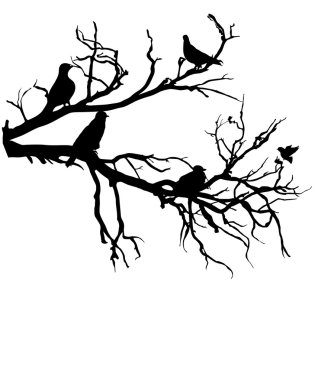 Shapes of Birds on a Tree Branch clipart