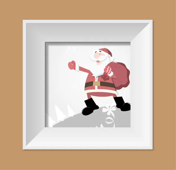 Santa Claus con marco de fotos — Vector de stock