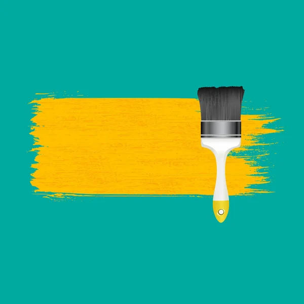 Yellow Stroke with Paintbrush — Stock Vector