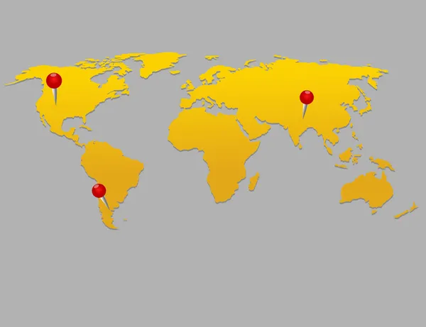 Mappa del mondo con punti rossi — Vettoriale Stock