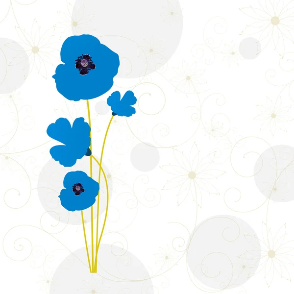 Blå vektor vallmo blomma — Stock vektor