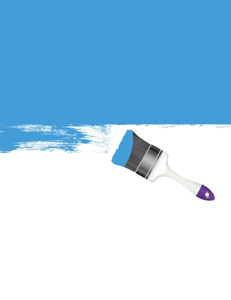 Mur peint bleu avec brosse — Image vectorielle