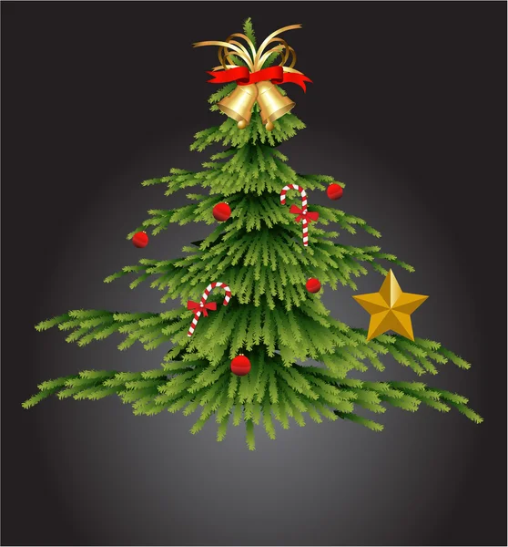 Golden bell ile Noel ağacı — Stok Vektör