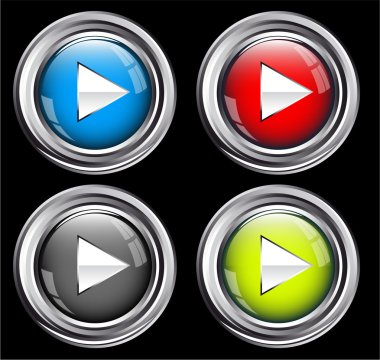 parlak metalik bir dizi oyun düğmeleri