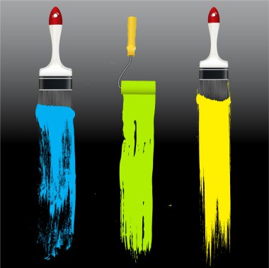 Paint Strokes with Painting Equipments clipart