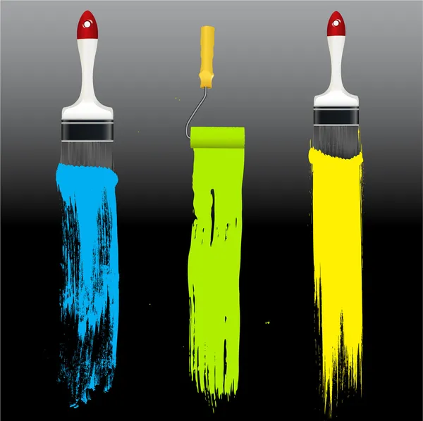 Pintura Trazos con equipos de pintura — Vector de stock