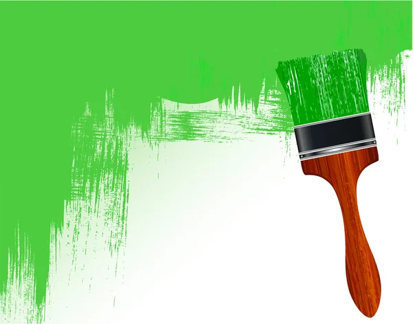 Groene geschilderde muur met vector penseel — Stockvector