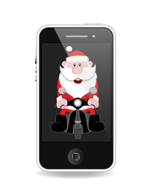 küçük Noel Noel Baba'ya vektör telefon