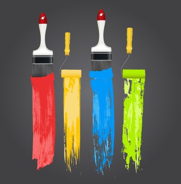 Illustration of Paint Strokes with Brushes clipart