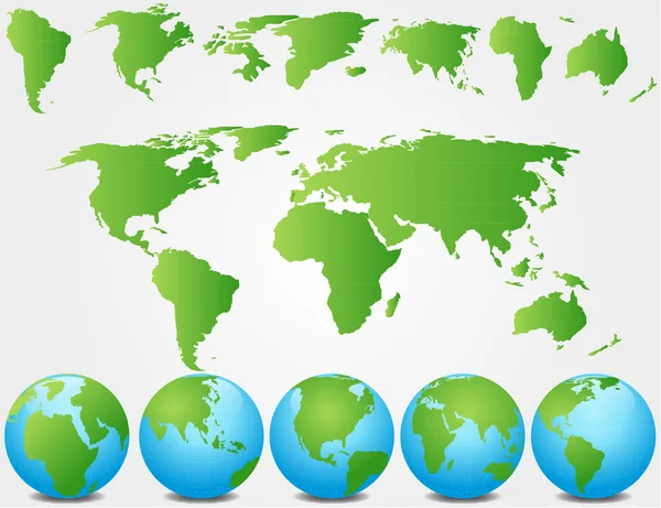 Wereldkaart met vector globes — Stockvector