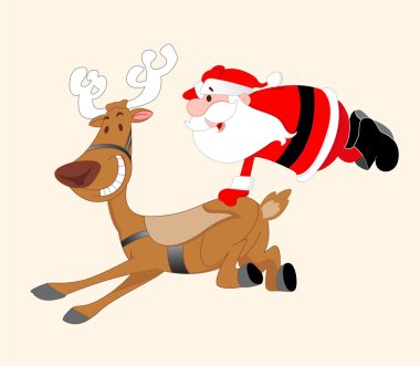 Santa with Reindeer clipart