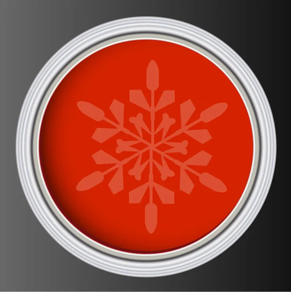 Red Snowflake Button — Stock Vector