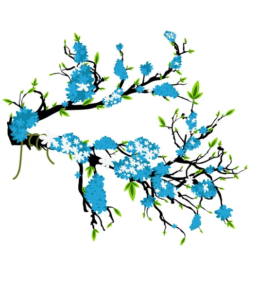 Blue Flower Autumn Branch — Stock Vector