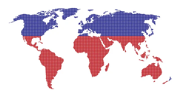 Πολύχρωμο παγκόσμιο χάρτη διακοσμημένα με αστέρια — Διανυσματικό Αρχείο