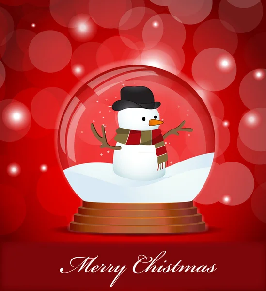 Globe de neige de Noël avec bonhomme de neige — Image vectorielle