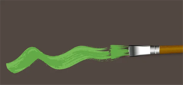 Målning borste med gröna streck — Stock vektor