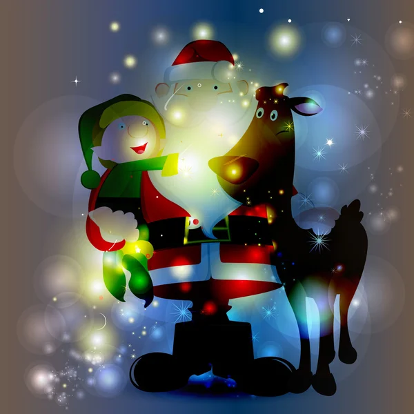 Joyeux Père Noël Famille en arrière-plan étincelant — Image vectorielle