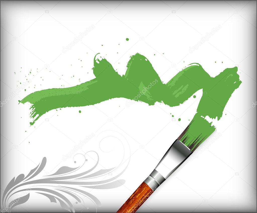 Green Stroke Painting Brush