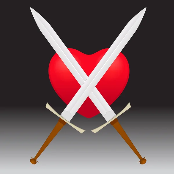 Espadas com Escudo de Coração —  Vetores de Stock