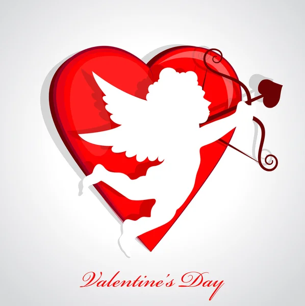 Carte Valentine Cupidon Coeur — Image vectorielle