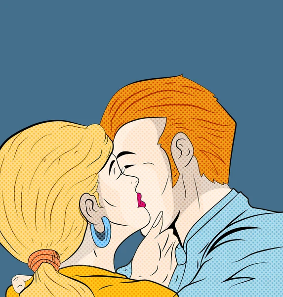 Pop Art Kissing Couple — Stock Vector
