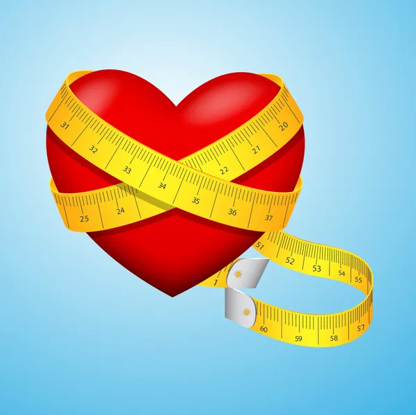 Srdce s měřicí páska — Stockový vektor