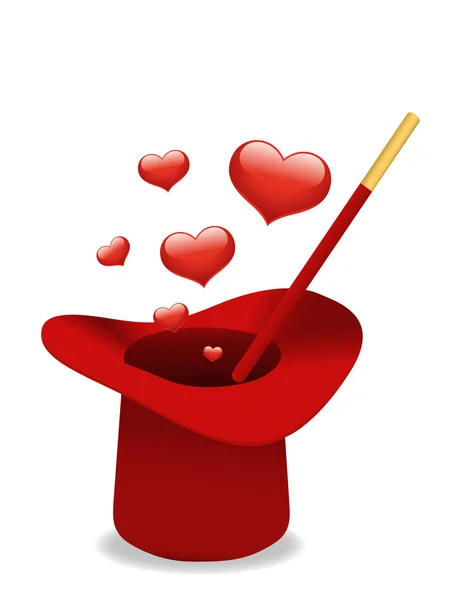 Chapéu mágico Valentine — Vetor de Stock