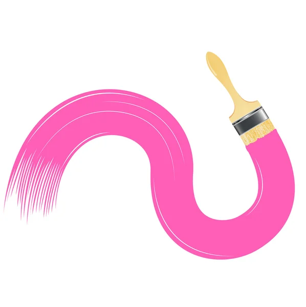 Corsa di vernice rosa con pennello — Vettoriale Stock