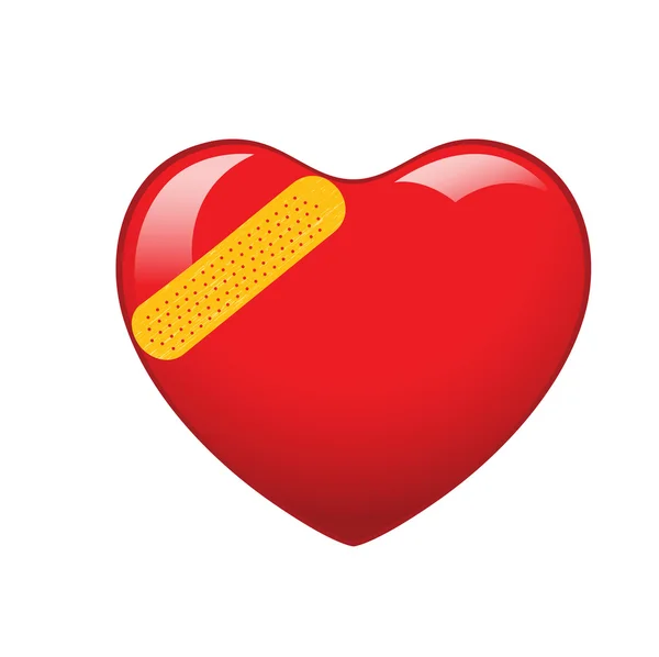 Bandage on Heart — Stock Vector