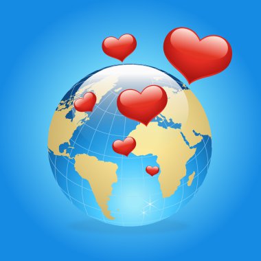 Hearts with Globe clipart