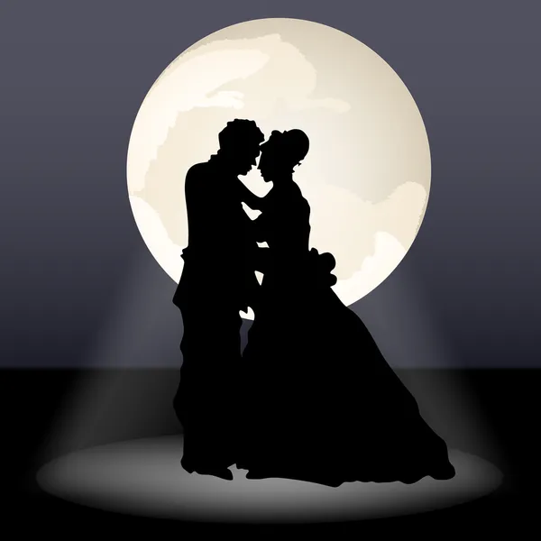 Tanzendes Paar im Mondschein — Stockvektor