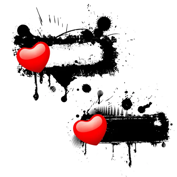 Bannières cardiaques rétro abstraites — Image vectorielle