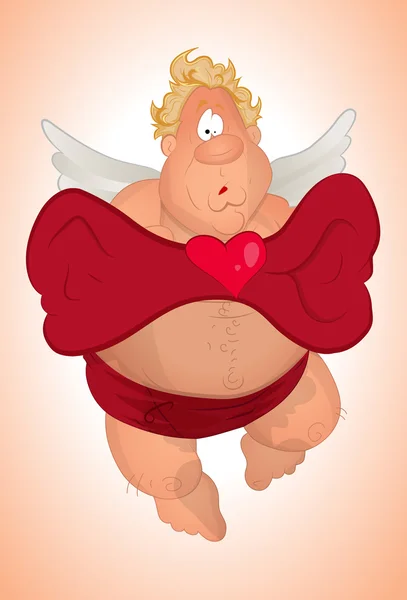 Cupido de dibujos animados adulto — Vector de stock