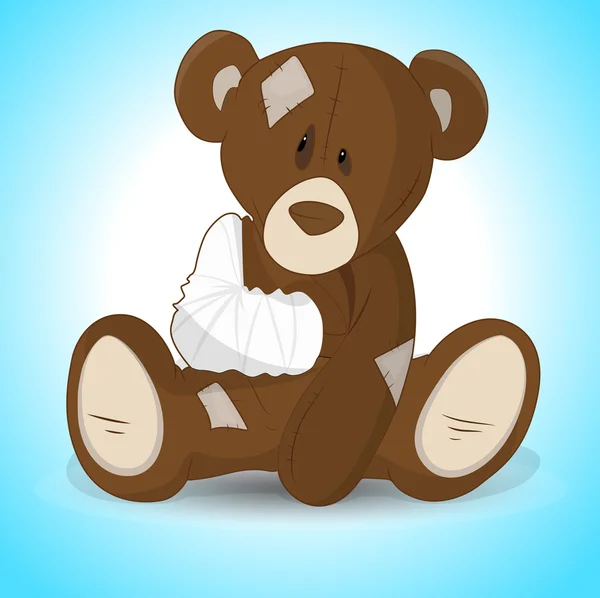 Osito de peluche herido — Vector de stock