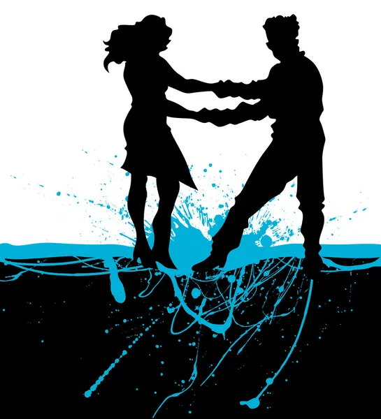 Romantisch paar op splash — Stockvector
