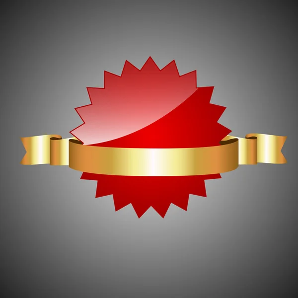 Sigillo rosso con banner dorato — Vettoriale Stock