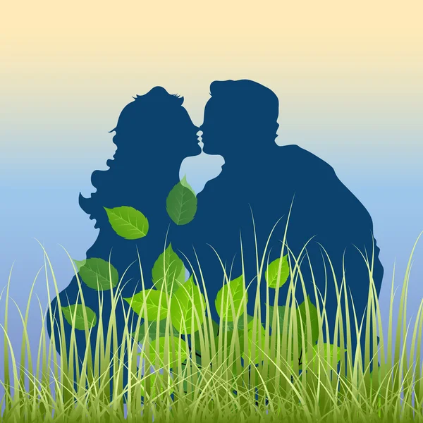 Romantyczna para w ogrodzie — Wektor stockowy
