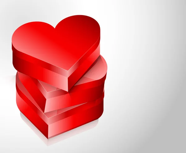Rött hjärta lådor — Stock vektor