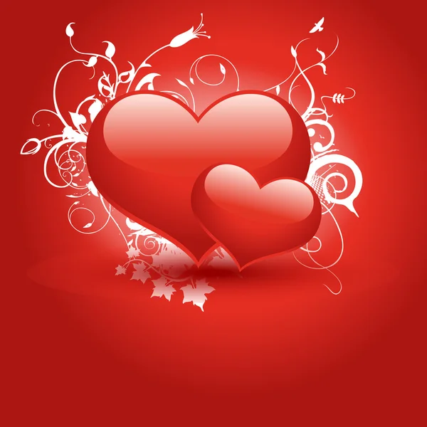 Valentijn hart achtergrond bloeien — Stockvector
