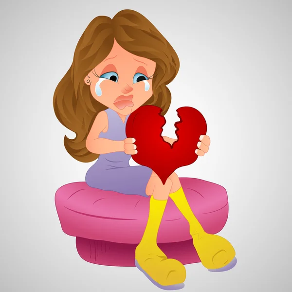 Meisje huilen met gebroken hart — Stockvector
