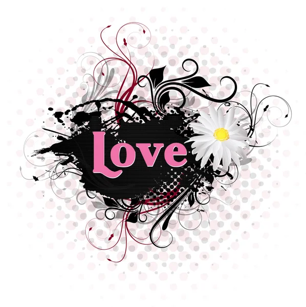 Grunge valentine květinové nápis — Stockový vektor