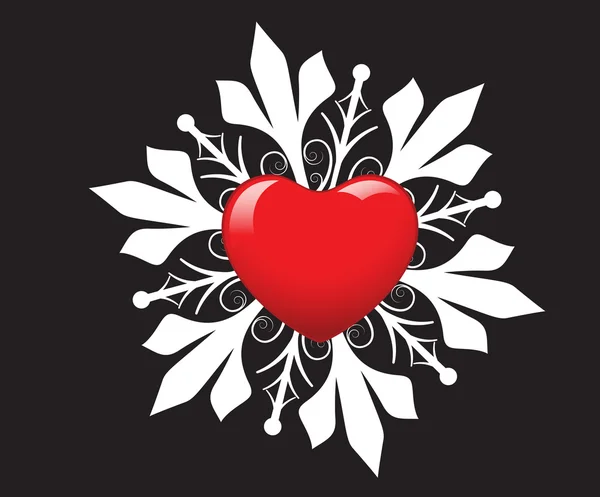Coeur rouge fond orné — Image vectorielle