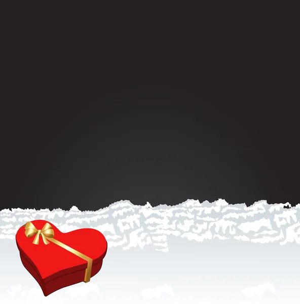 Heart Gift Box on Snow — Stock Vector