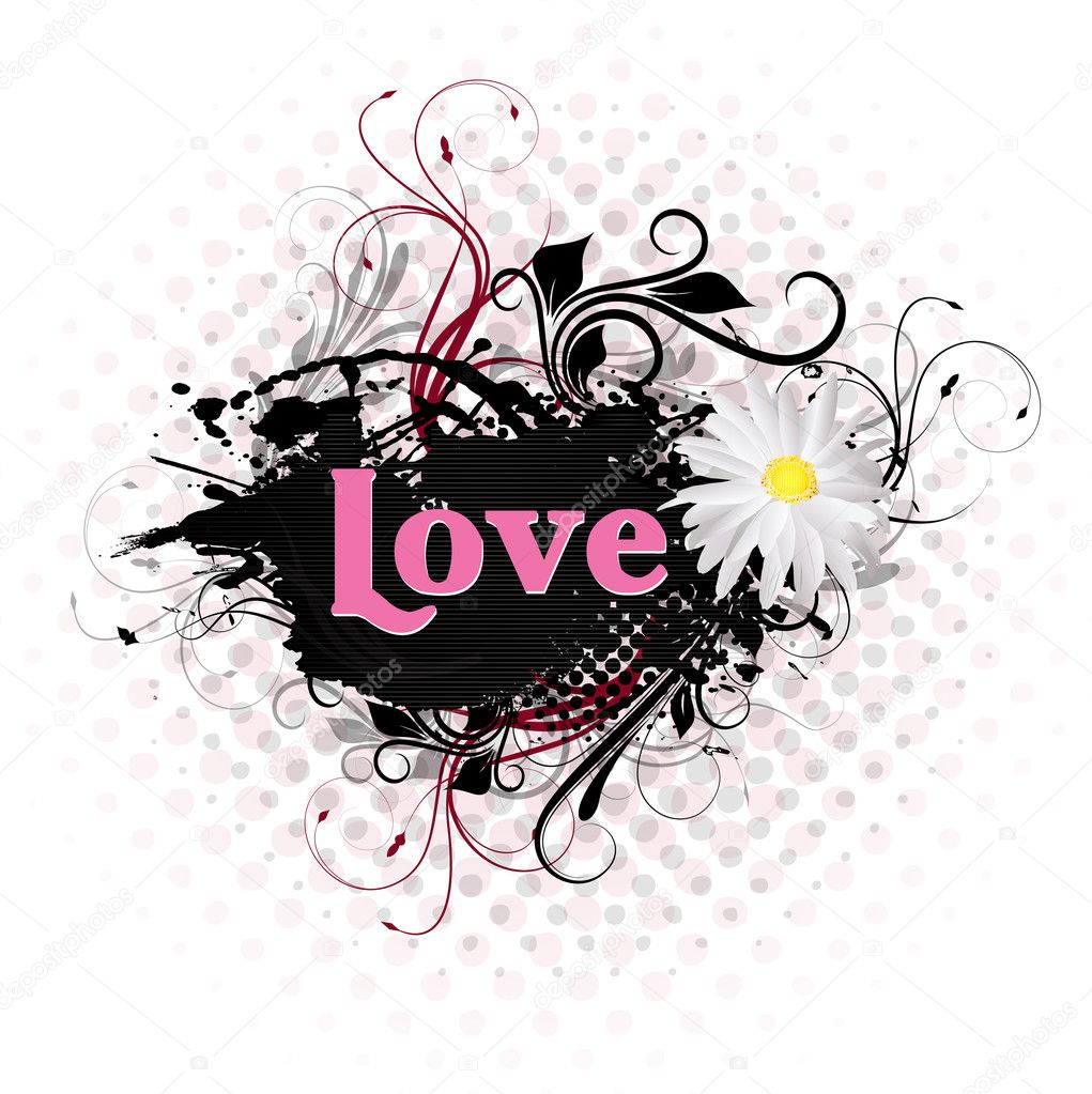 Grunge Valentine Floral Banner
