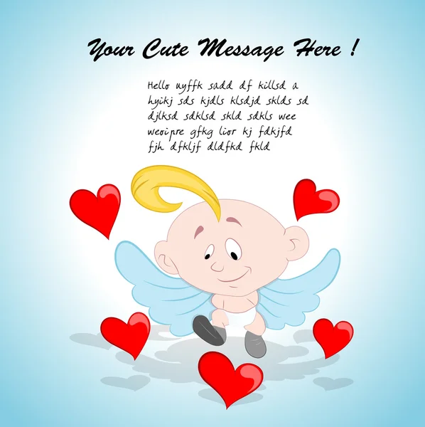 Baby Cupid Playing with Hearts — Stock Vector