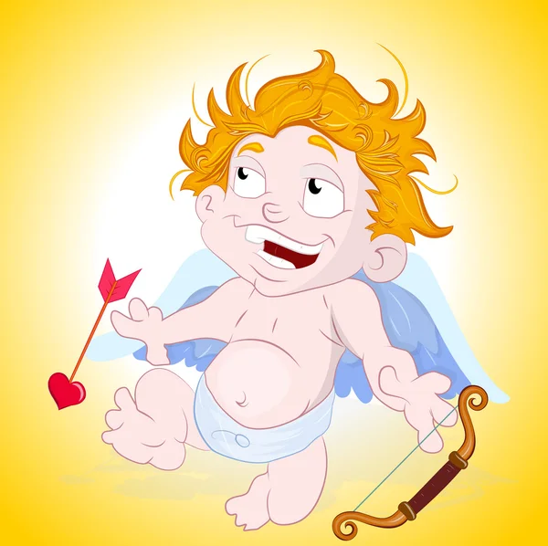 Cupido niñoyürümeye başlayan aşk tanrısı — Stok Vektör